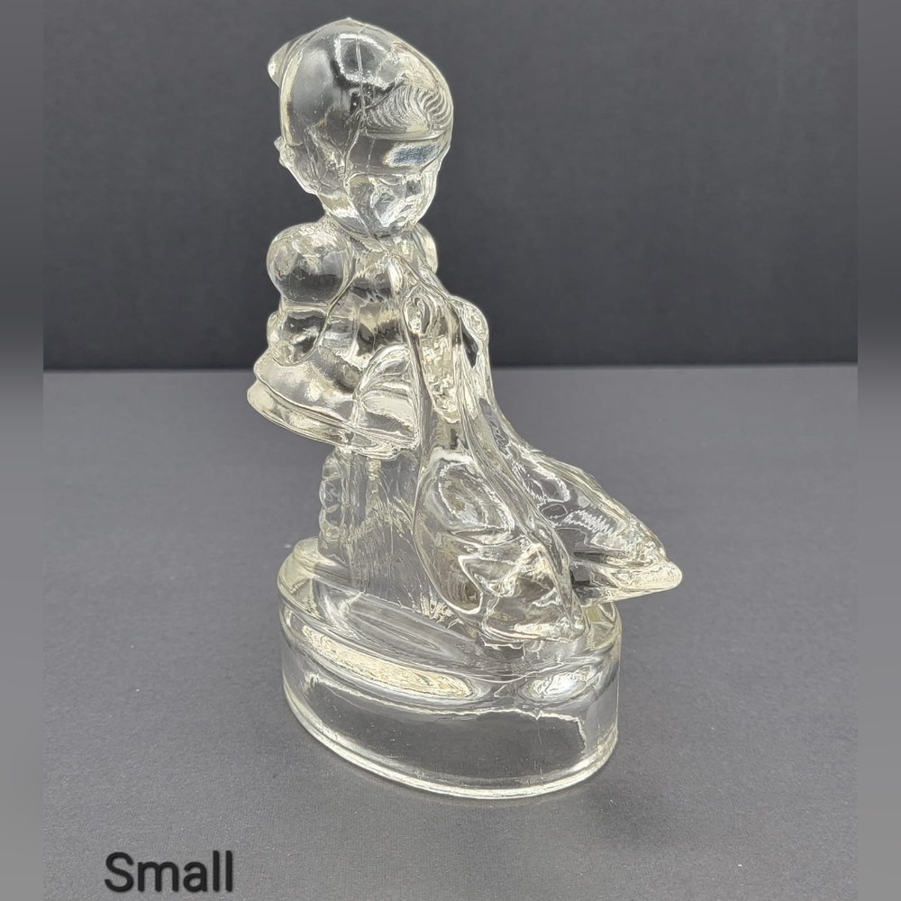 L. E. Smith Clear Glass Girl with Geese | Hummel Goose Girl Glass Figurine |